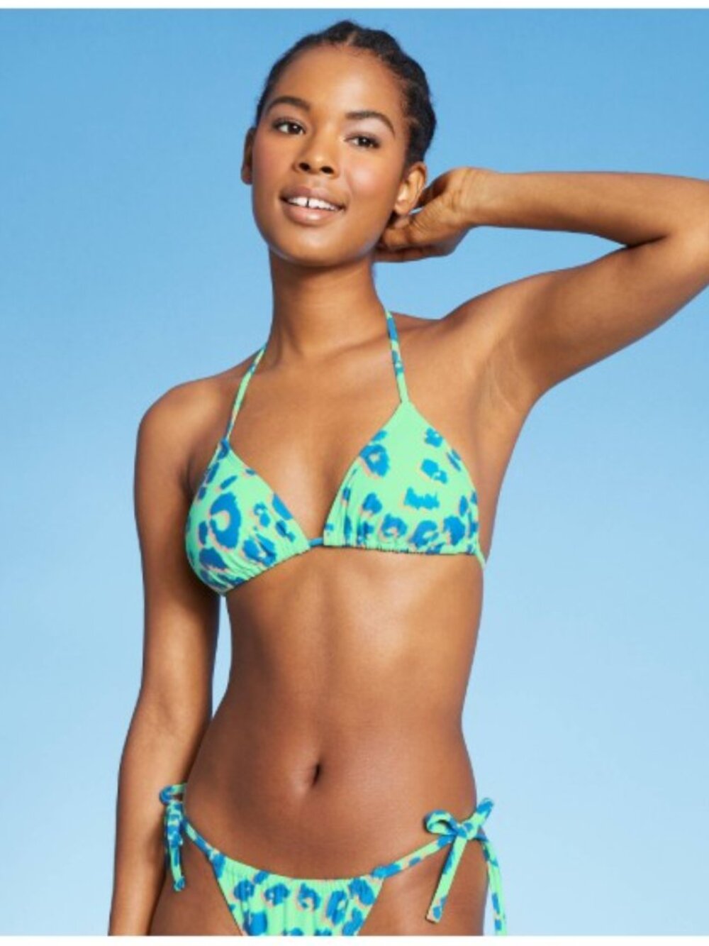 Xhilaration Mint Green Animal Print Bikini (Top & Bottom)